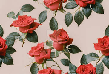 Red roses seamless pattern floral background AI (3