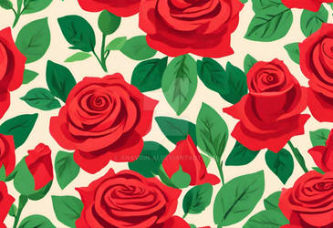 Red roses seamless pattern floral background AI (3