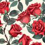 Red roses seamless pattern floral background AI (7