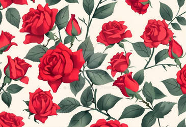 Red roses seamless pattern floral background AI (7