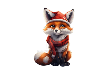 Santa Claus Fox isolated Christmas illustration AI