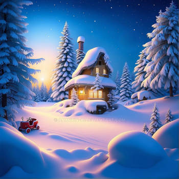 Christmas  scene. Winter landscape. AI generated (