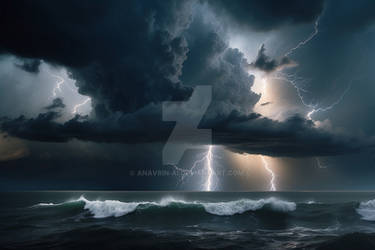 Storm over the sea. Nature Landscape. AI generated