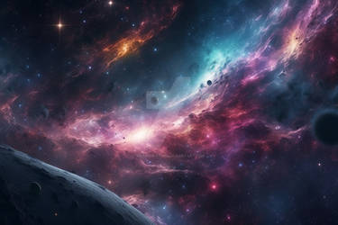 Nebulosa Multicolored Space Galaxy background, AI 