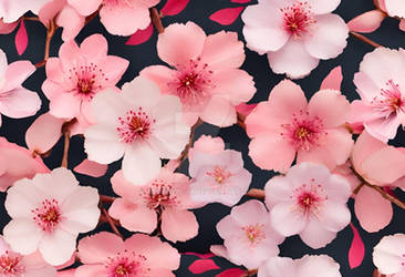 Sakura flowers seamless pattern AI generated (38)