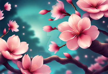 Sakura flowers seamless pattern AI generated (114)