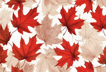 Dry Red Maple Leaves Seamless Pattern. AI generate