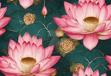 Lotus flowers buddhist seamless pattern AI generat