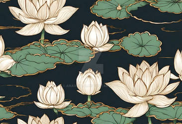 Lotus flowers buddhist seamless pattern AI generat