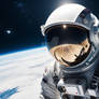 Astronaut in the Deep Space. Full Moon. AI generat