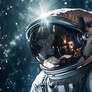 Astronaut in the Deep Space. Full Moon. AI generat