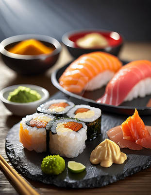 Salmon sushi japanese food ingredients AI (2)