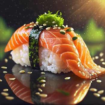 Salmon sushi japanese food ingredients AI (9)