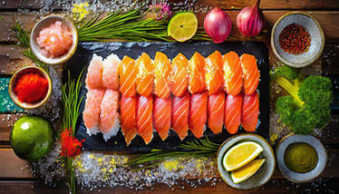 Salmon sushi japanese food ingredients AI (30)