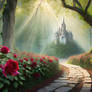 Fairy tale castle. Enchanted Forest. AI generated 