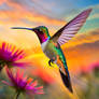 A hummingbird with iridescent feathers. AI generat