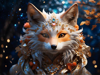 A starry-eyed immaculate kitsune. Japanese folklor