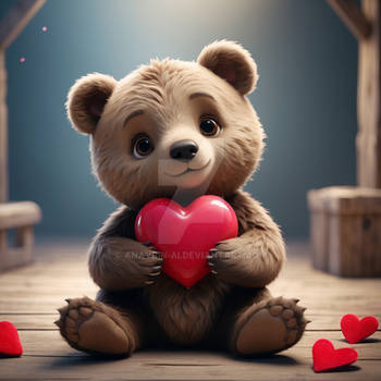 Valentines day. A cute teddy bear holding a heart.