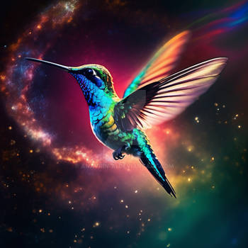 A hummingbird with iridescent feathers. AI generat