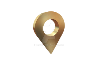 3D golden metallic pin icon