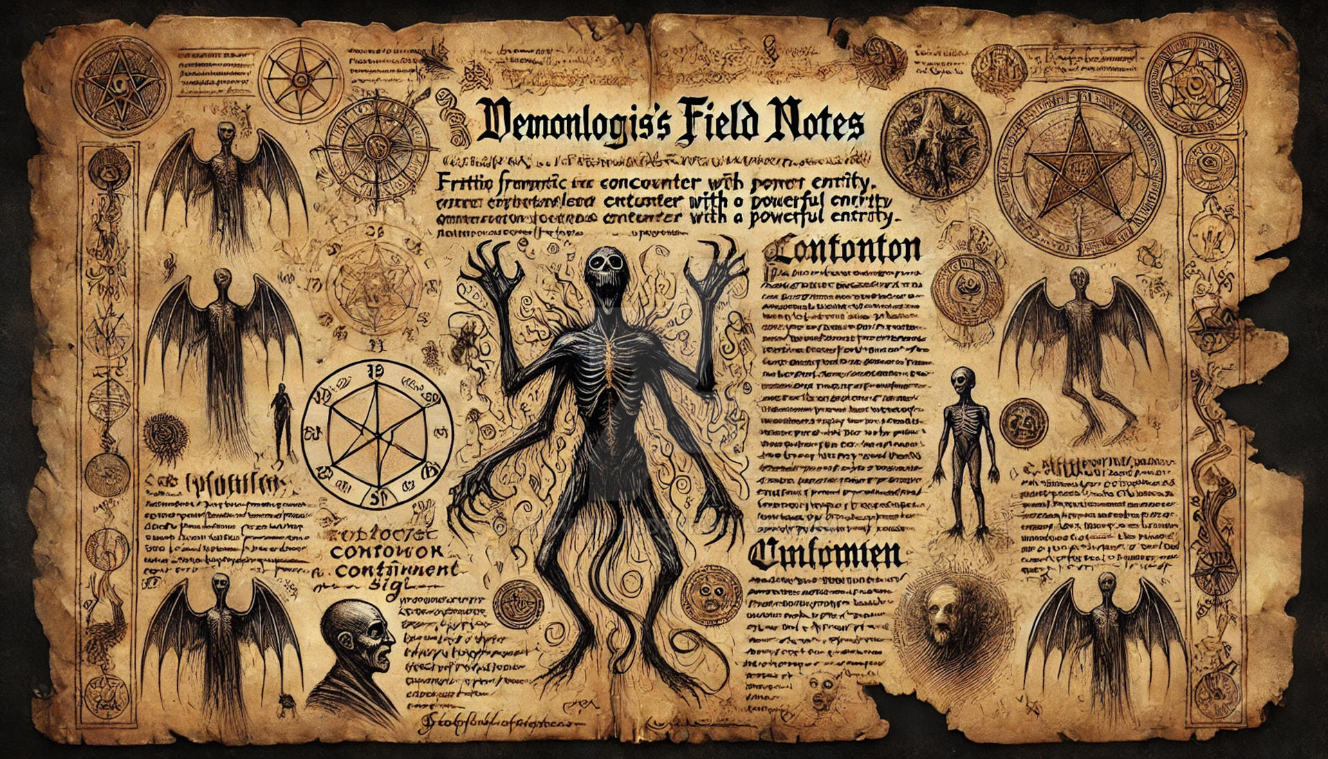 Demonologists Clocks Pattern Medieval Manuscript - Demonologists Field Guide (4 by anavrin-ai on ...