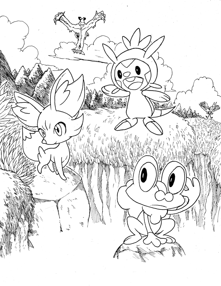 Pokemon X and Y: Starters Lineart