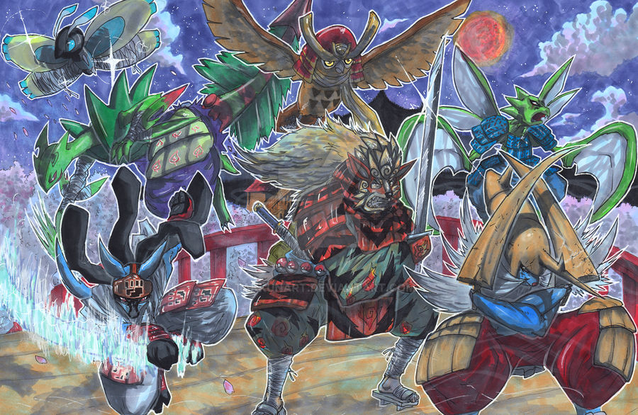 Commission Samurai Pokemon Team by TakkunArt on DeviantArt
