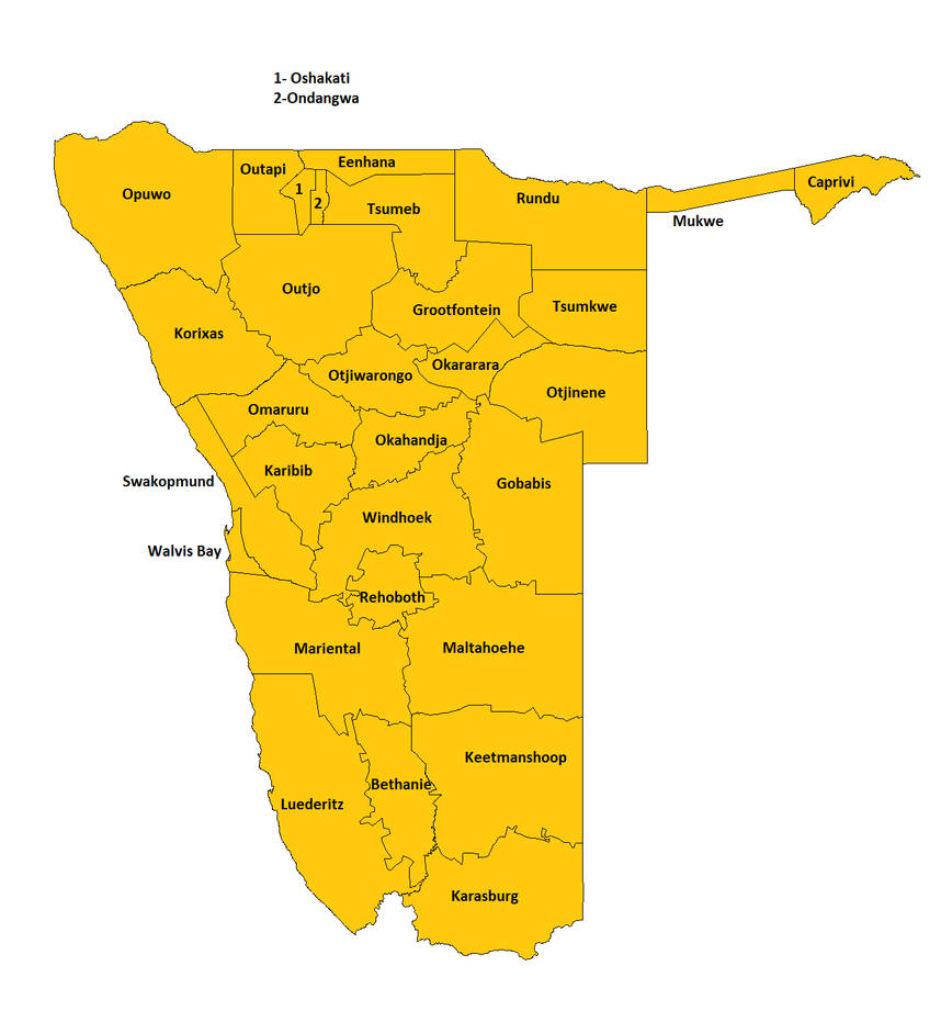 Namibia Districs NamibiaMagisterialDistrictsLabelled by TomislavAddai on DeviantArt