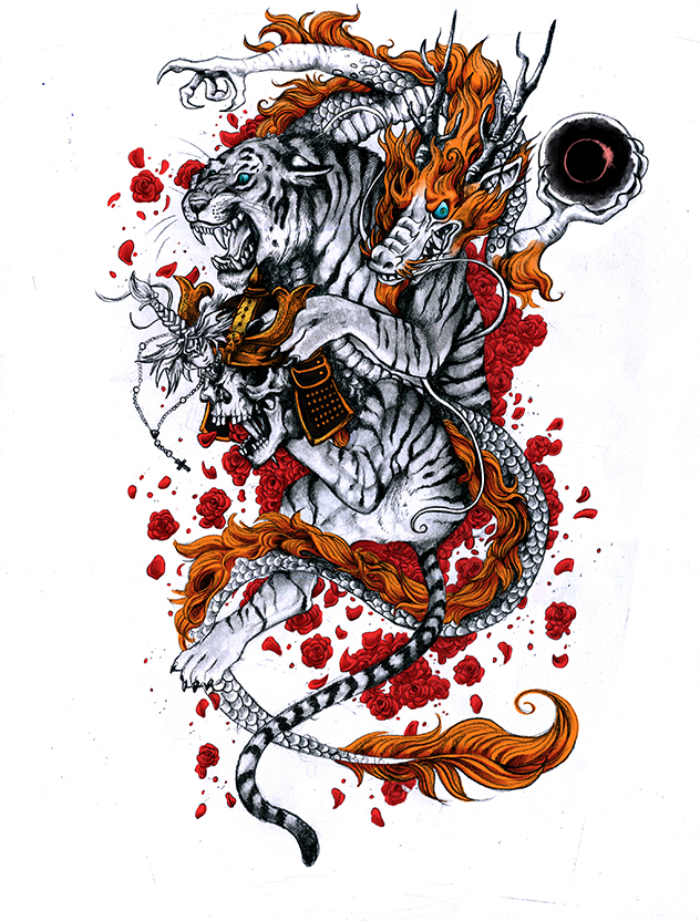 Tiger and Dragon Tattoo Design by ceallachmonster on DeviantArt