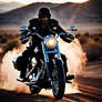 Old Harley Davidson Motorbike And Rider