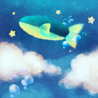 Fish Whale in the Night Sky