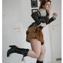 Steampunk Girl on the Run Stock