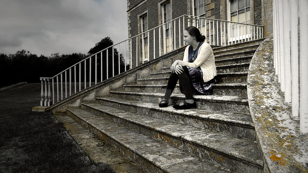 Girl on Stone Steps