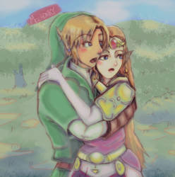 Link and Zelda based on Disney's Robin Hood by McChonkyArt