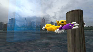 Renamon caught by a tornado