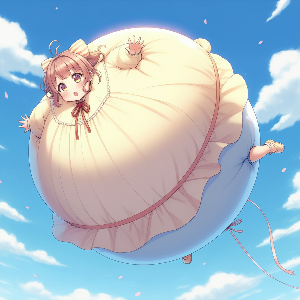 Inflation Characters Inflated anime girl soaring through the sky by kingdab28 on DeviantArt