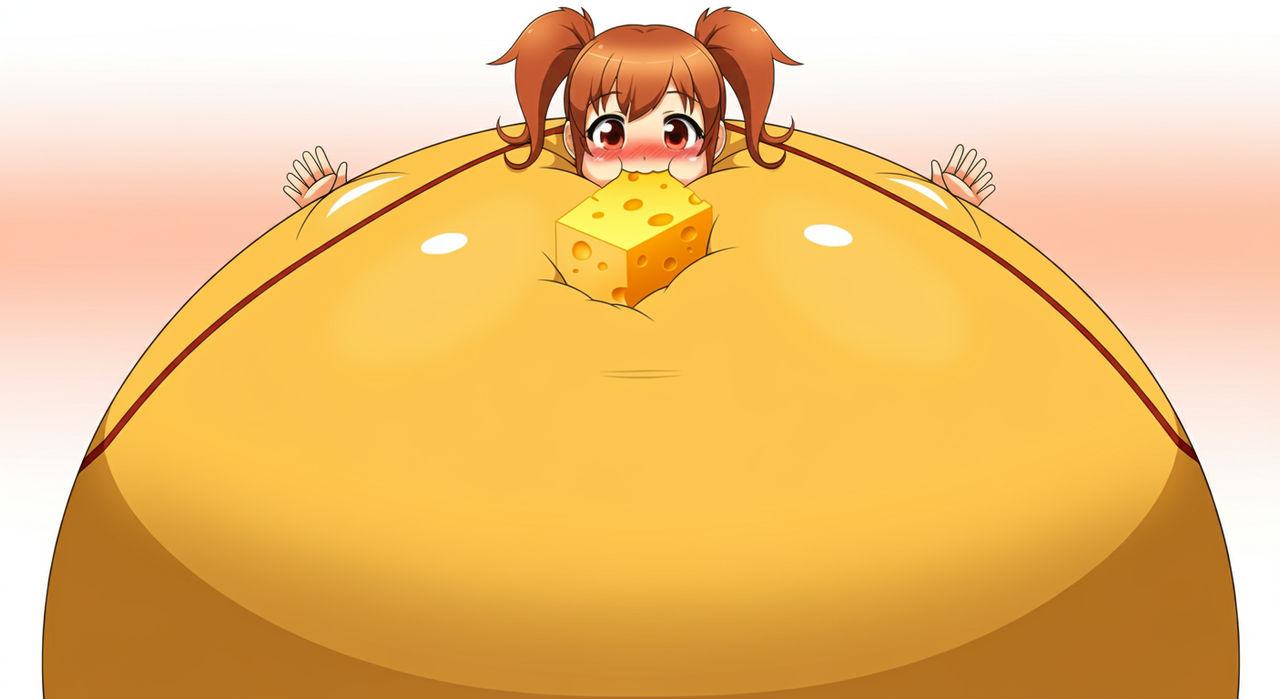 Inflated anime girl eating a giant block of cheese by kingdab28 on ...