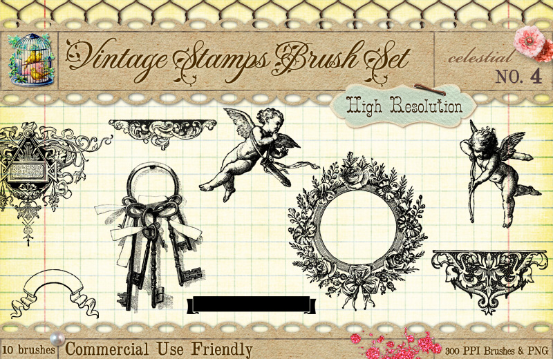 Vintage Stamps PS Brushes 4