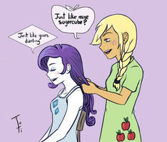 Braids are cute, huh? RariJack fanart