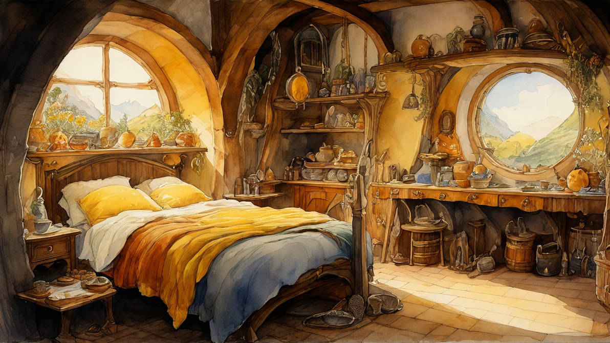 hobbit home interior - LOTR - bedroom by L10nHe4rt on DeviantArt