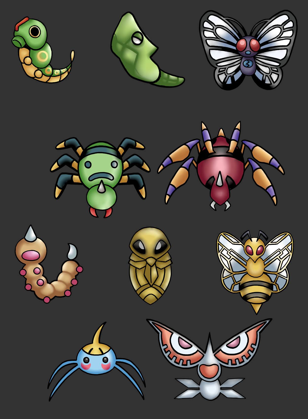 Bug Pokemon Pattern Pokemon Badges: Bug Types 1 by purpleorchid-8863 on DeviantArt