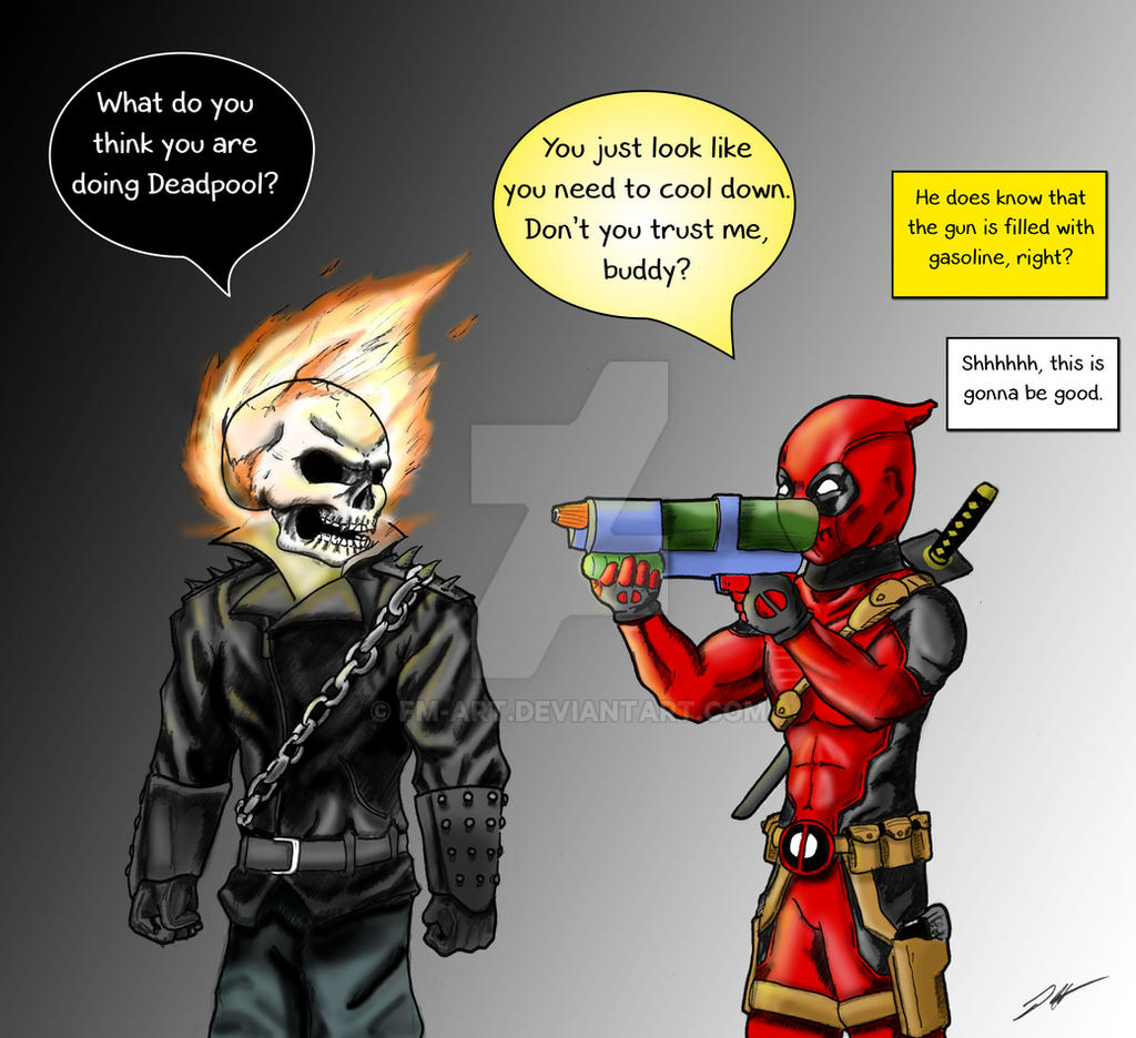 Deadpool Pranking Ghost Rider  by FM-Art on DeviantArt