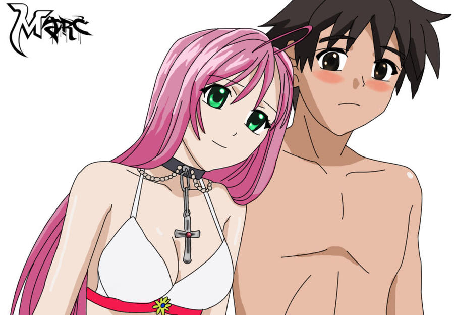 Moka and Tsukune on vacation