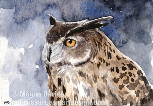 Eagle Owl Twilight ACEO