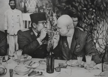 Soekarno with Nikita Khrushcev