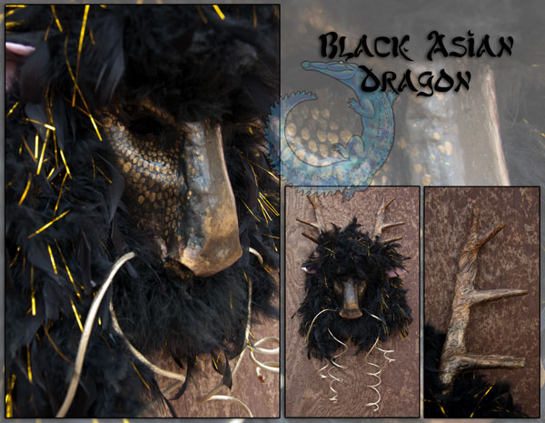 Black Asian Dragon Mask