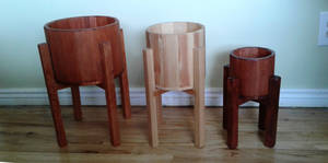 Handmade Wood Pots and stands