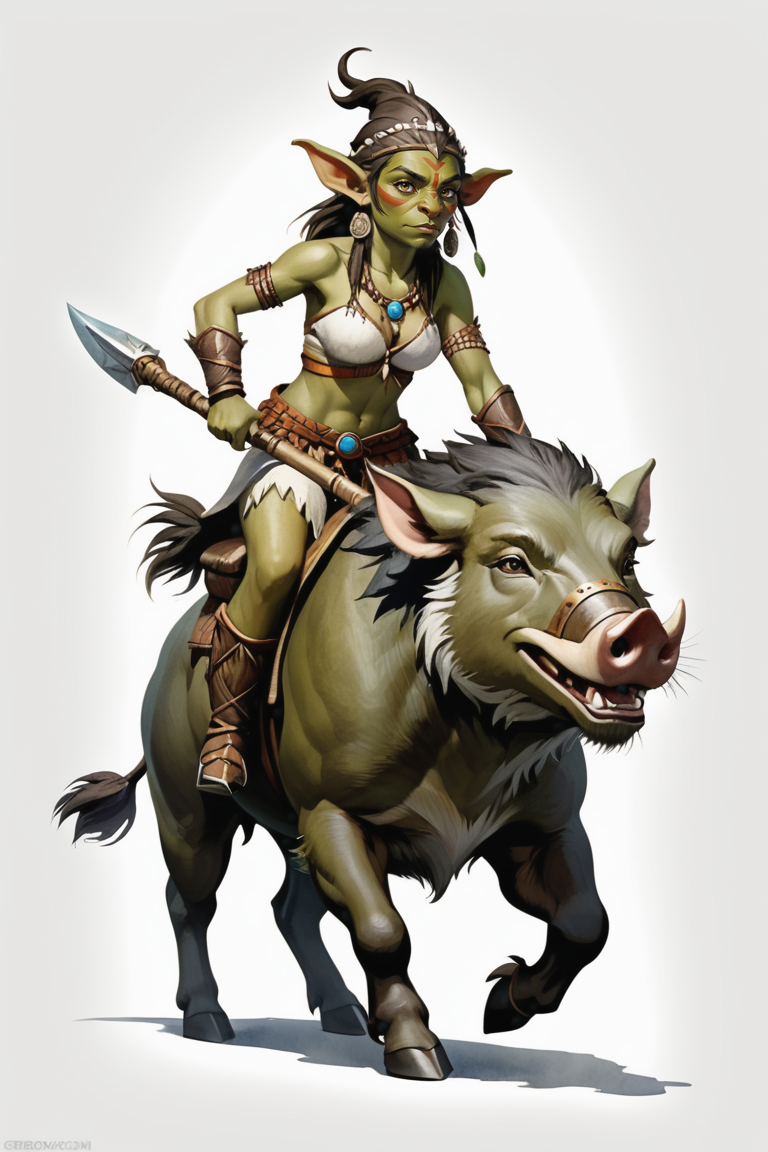 Goblin Riding Goblin Female Boar Rider by elvasat on DeviantArt