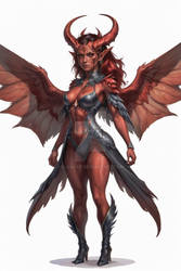 Female Red Demon with Wings 4