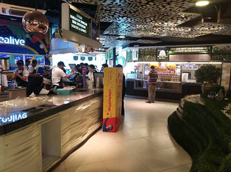 A food court in Christmas 2019